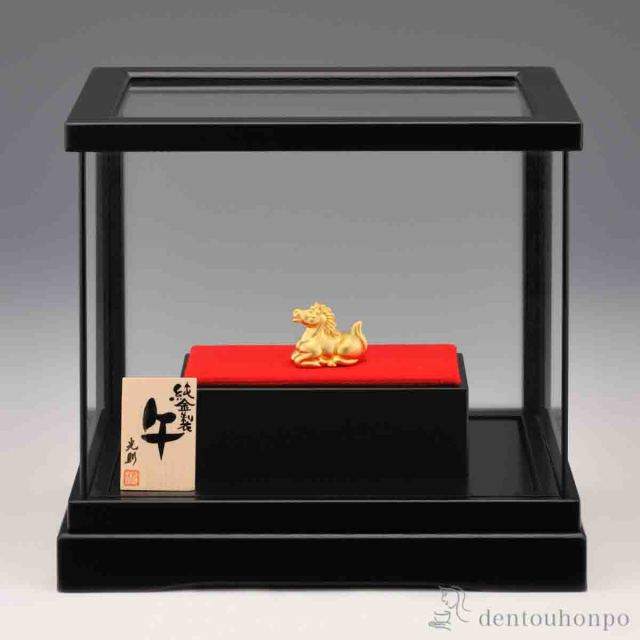 黒蝋箔文平棗 京静園 福井誠山作 金箔工芸 天然木 茶道具 供箱付 K568 黒蝋箔文平棗 京静園 福井誠山作 金箔工芸 天然木